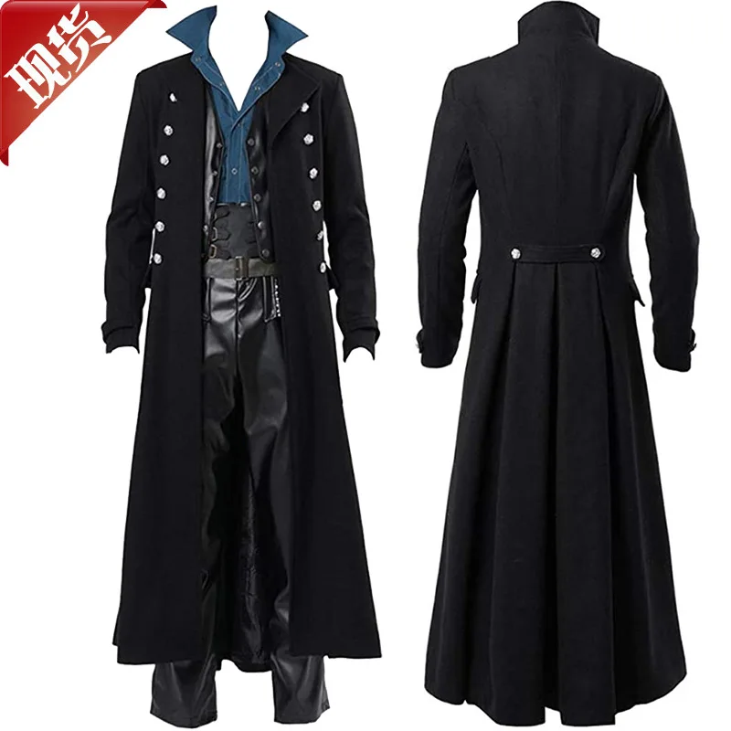 

Men's Gothic Trench Medieval Stpunk Retro Sle Long Jaet Chinese Production Autumn Faion Ethnic Stage Costume