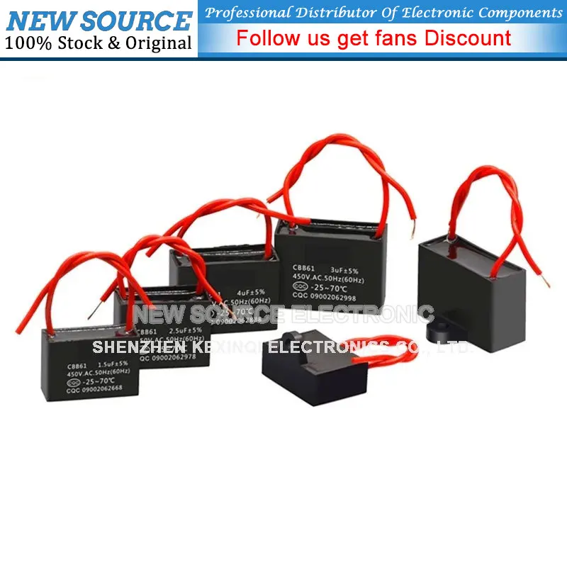 CBB61 Fan Start Capacitor 1uf 1.2uf 1.5uf 1.8UF 2uf 2.5uf 3uf 3.5uf 4uf 4.5uf 5uf 6uf 8uf 10uf Ceiling Fan Range Hood 450V