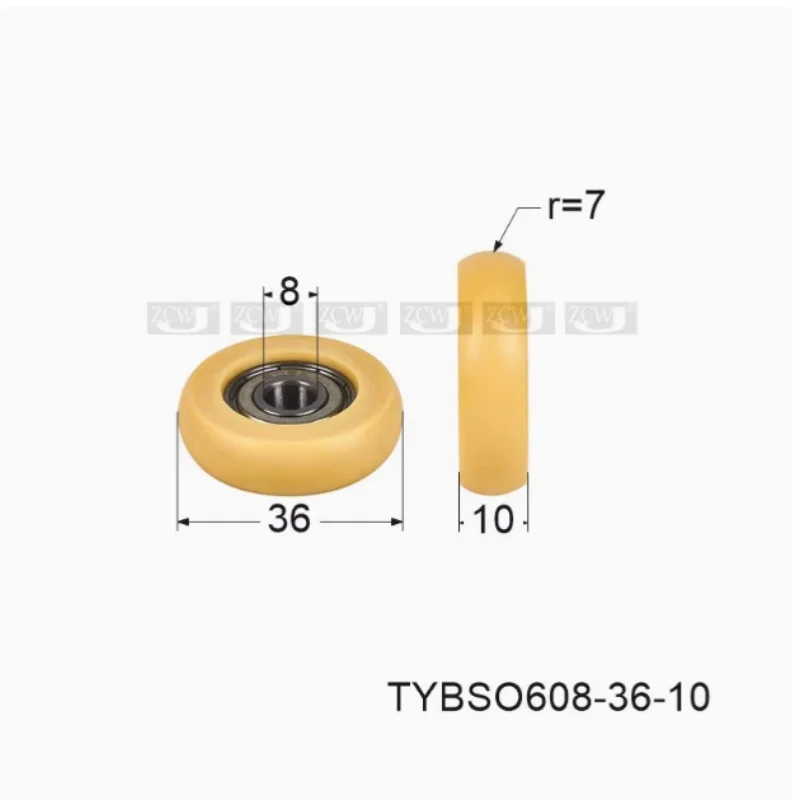 Spherical plastic coated bearings, pulleys, door and window rollers 1Pc 8x36x10mm