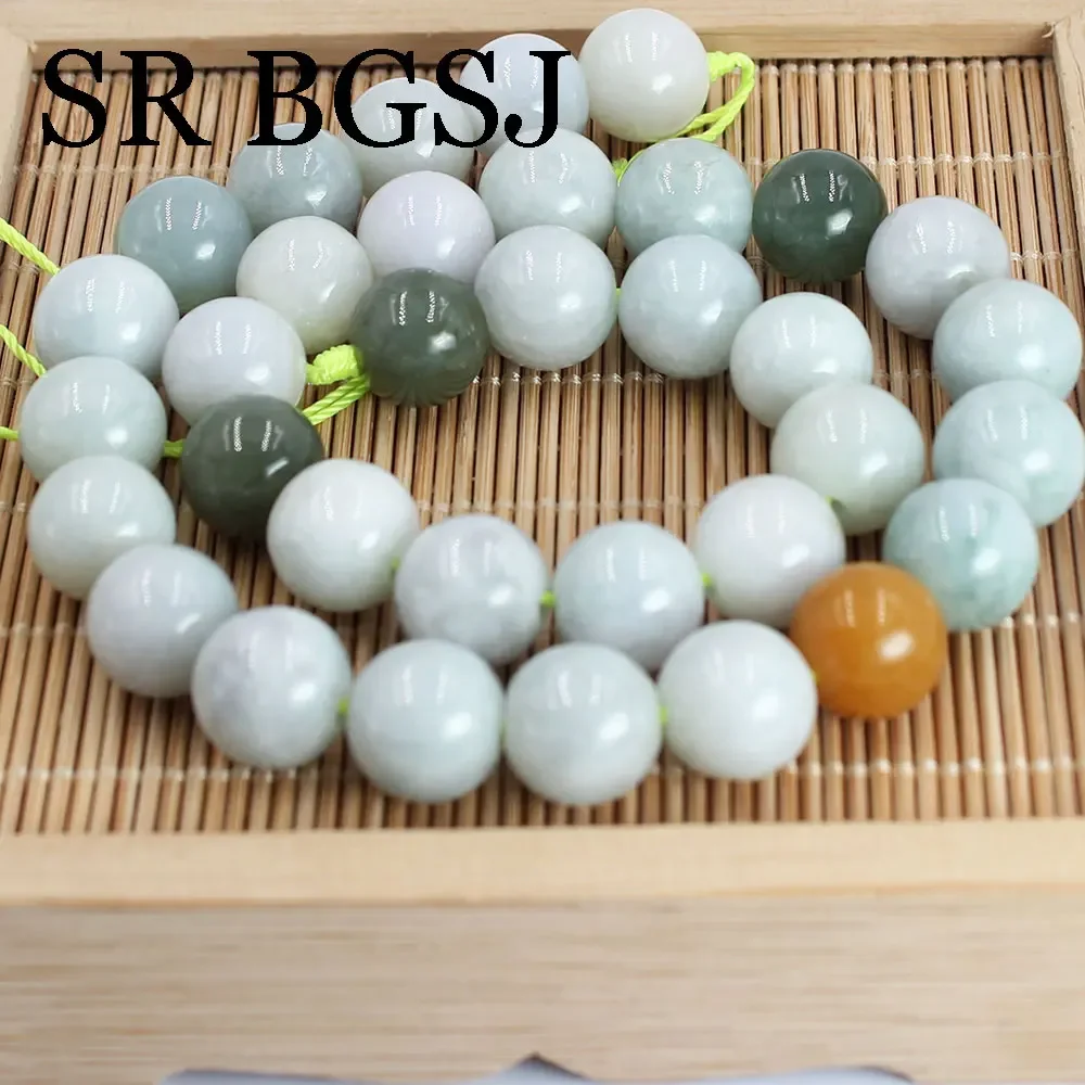 12mm 15inch Big Natural Jadeite Jewelry Making Stone Green Burmese Jade Round Loose Beads