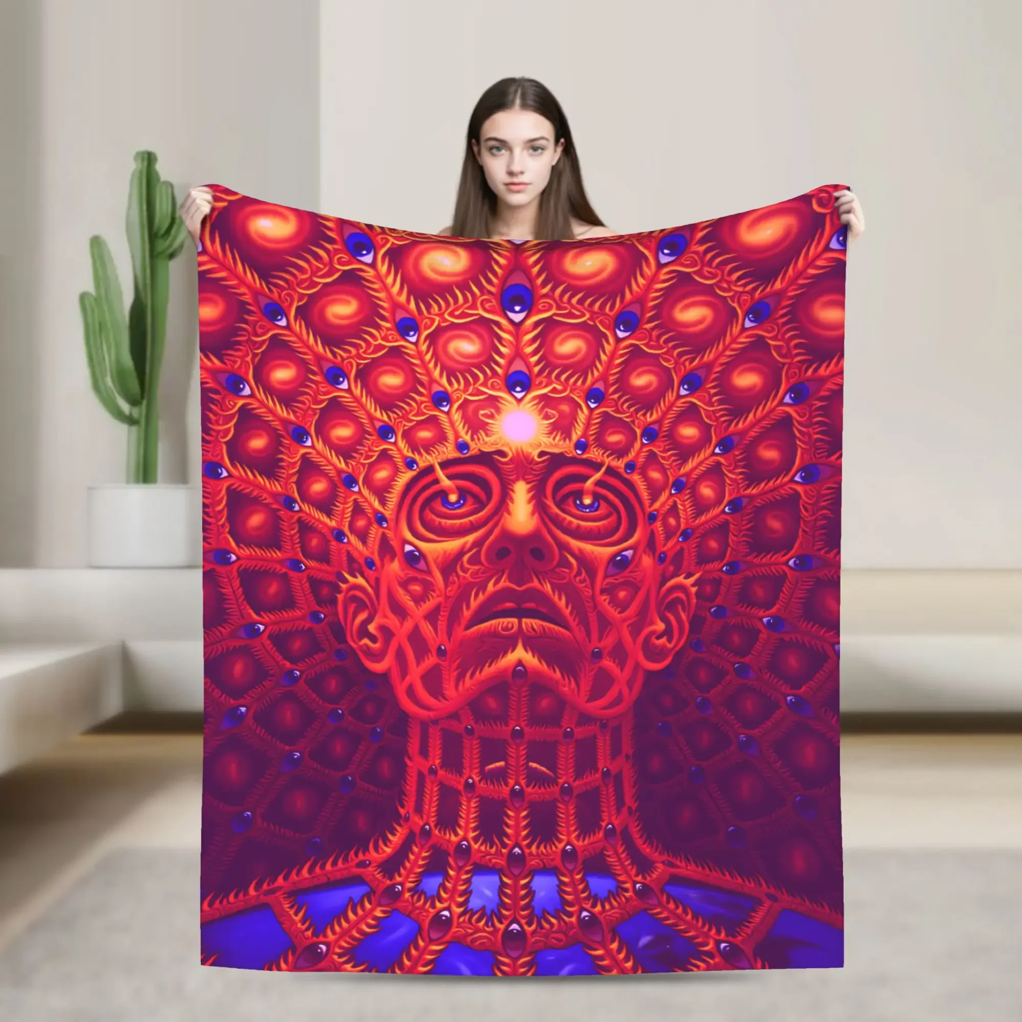 Alex Grey Trippy Psychedelic Super Soft Blanket Fashion Couch Chair Flannel Bedspread Sofa Bed Cover