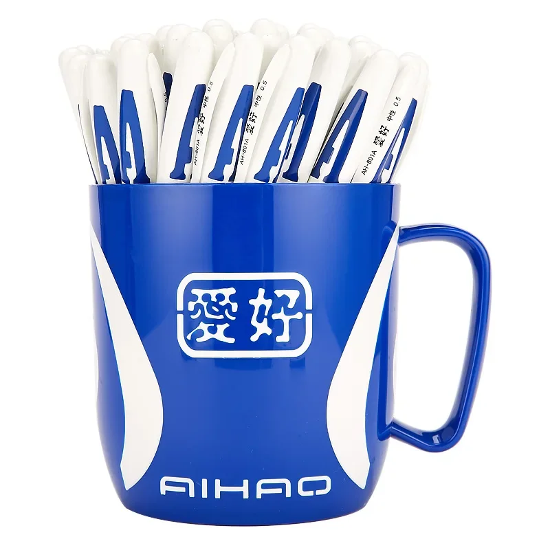 Migliori promozioni di marca! 48 pezzi penna Gel AIHAO 801A tappo da 0.5mm penna a inchiostro neutro esame materiale scolastico e per ufficio essenziale per liscio