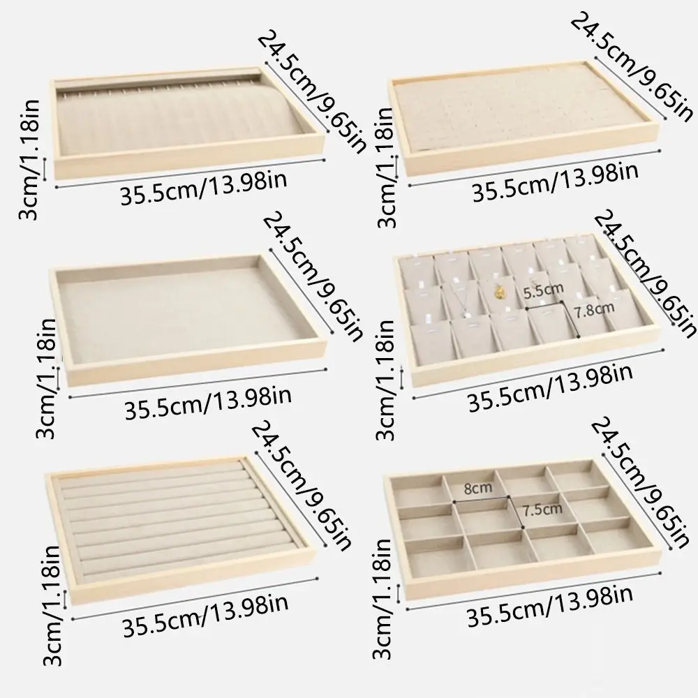 Aprikosen-Schmuck-Display-Tablett, mehrere Stile, Mikrofasertuch, Holz-Anhängerhalter, vielseitig einsetzbar, großes Fassungsvermögen