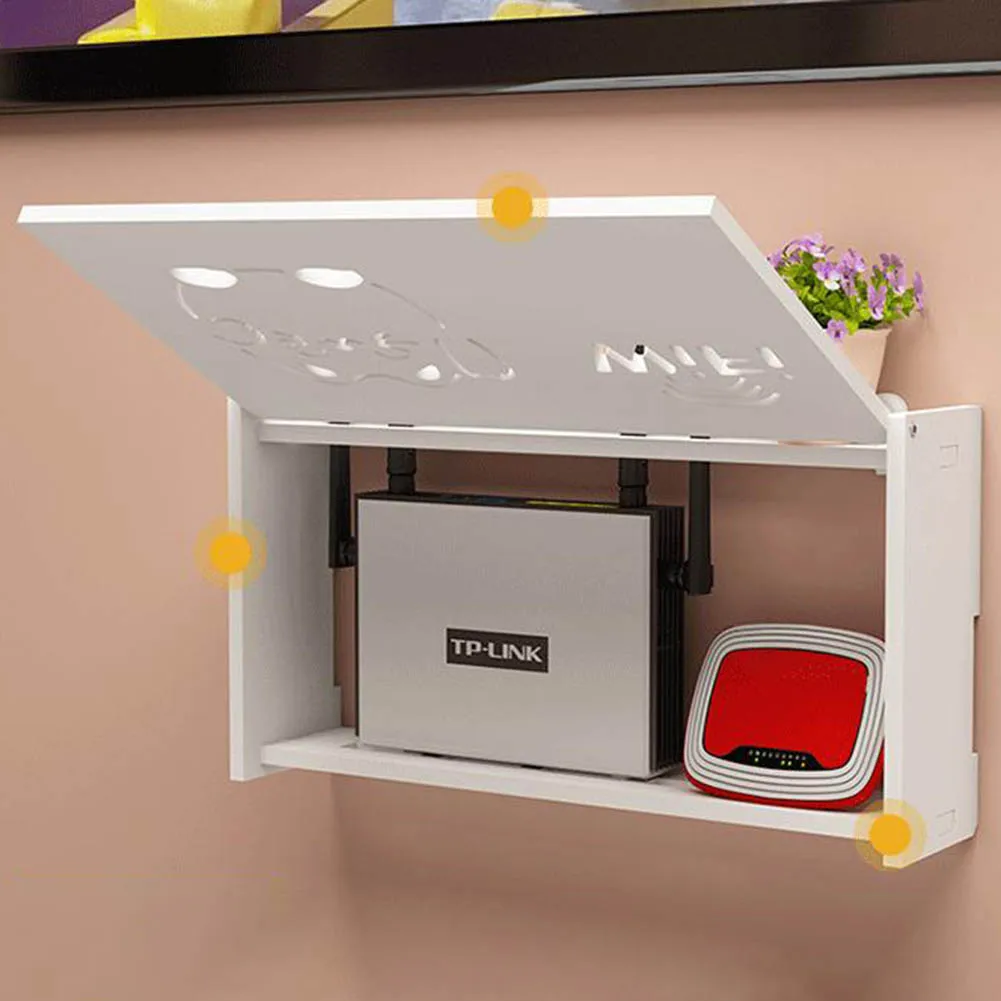 Wall Mounted Wireless Router Rack Living Room Wall-Mounted WiFi Storage Box Wall Decoration Cable Power Bracket Organizer Box