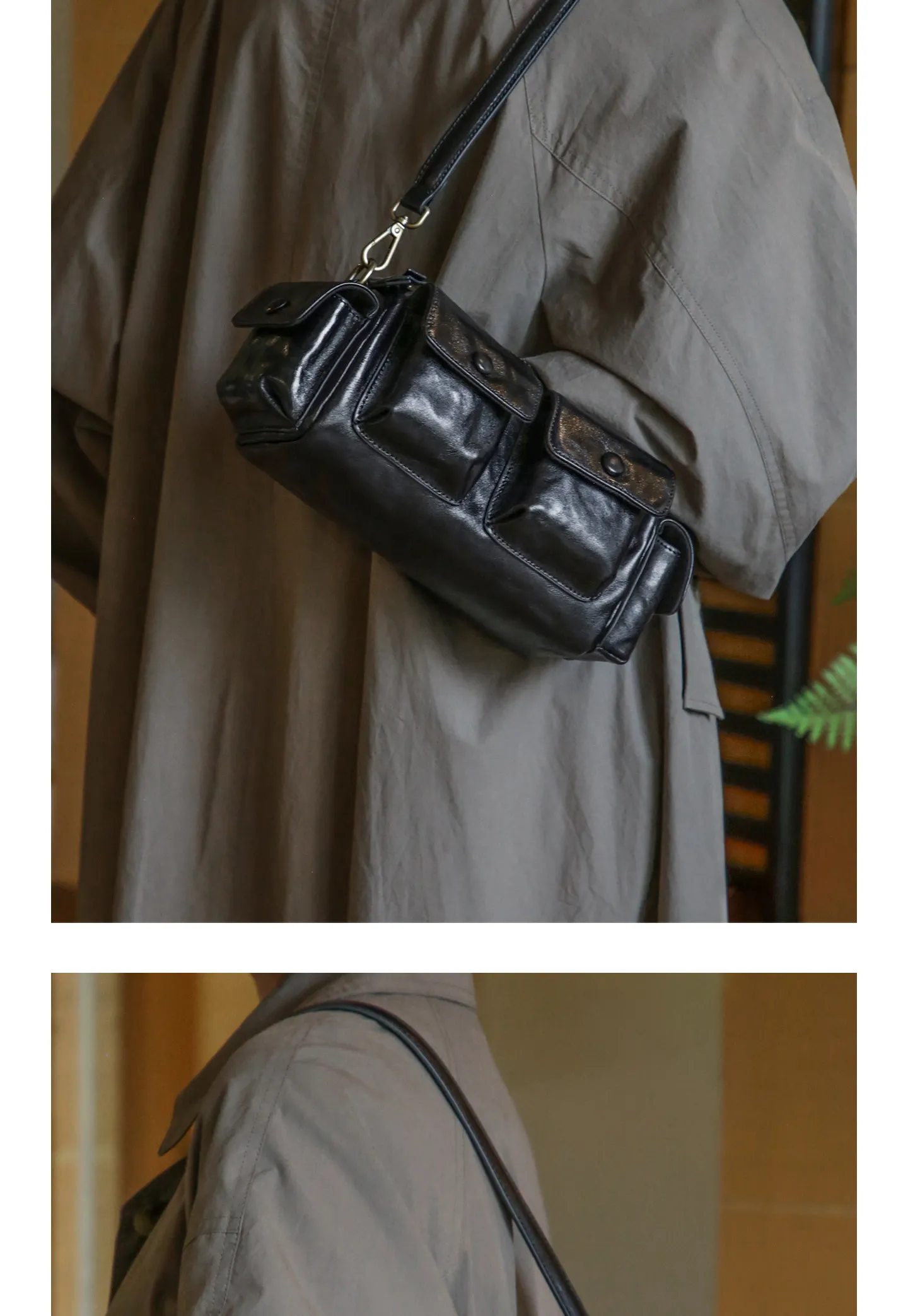 PNDME Vintage Designer handgefertigte weiche Echtleder-Umhängetasche für Damen, modische Luxus-Umhängetasche aus erstklassigem Rindsleder. – Detail 9