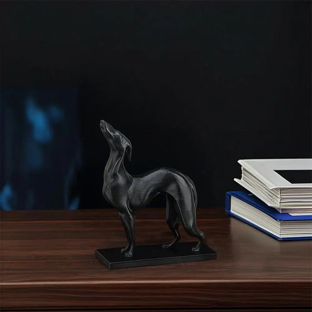 Modern Pet Decor High-end Desktop Decoration 3d Printed Greyhound Statue Matte Black Minimalist Dog Sculpture Canine Figure Home