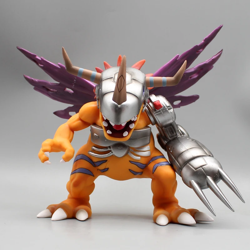 Digimon Adventure-figura DE ACCIÓN DE Greymon para niños, 19cm de Metal de juguete, decoración de habitación Yagami Taichi, regalo de cumpleaños