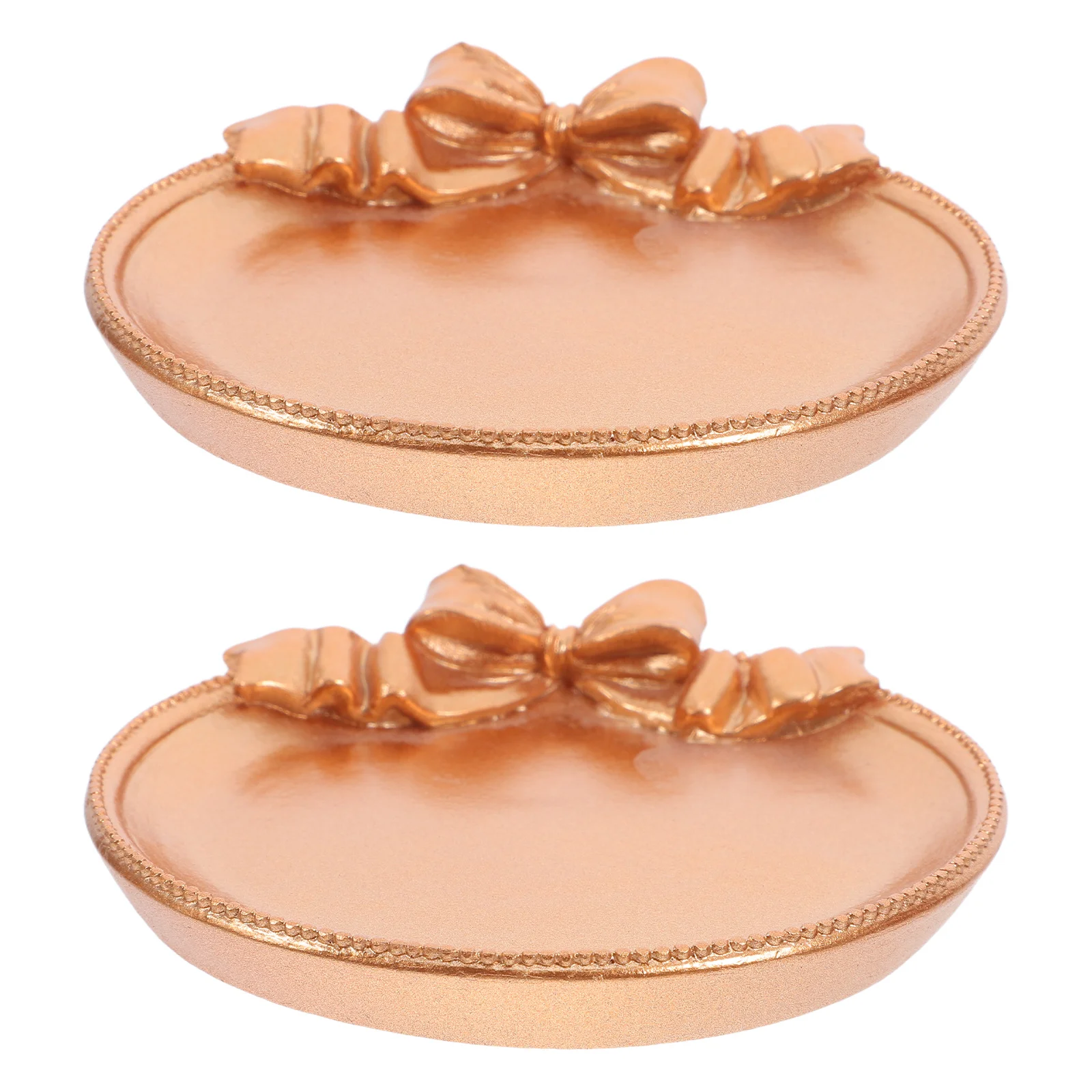 

2Pcs Bowknot Resin Jewelry Organizer Tray Decorative Vintage Vanity Storage Dish Rings Earrings Bracelets Holder Plate
