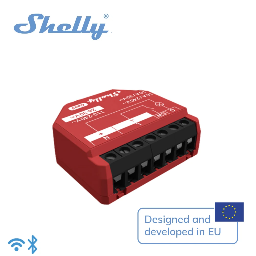 Shelly 1PM Gen3 Wi-Fi Smart Switch With Power Metering 1 Channel 16A free cloud data storage analysis energy usage optimization