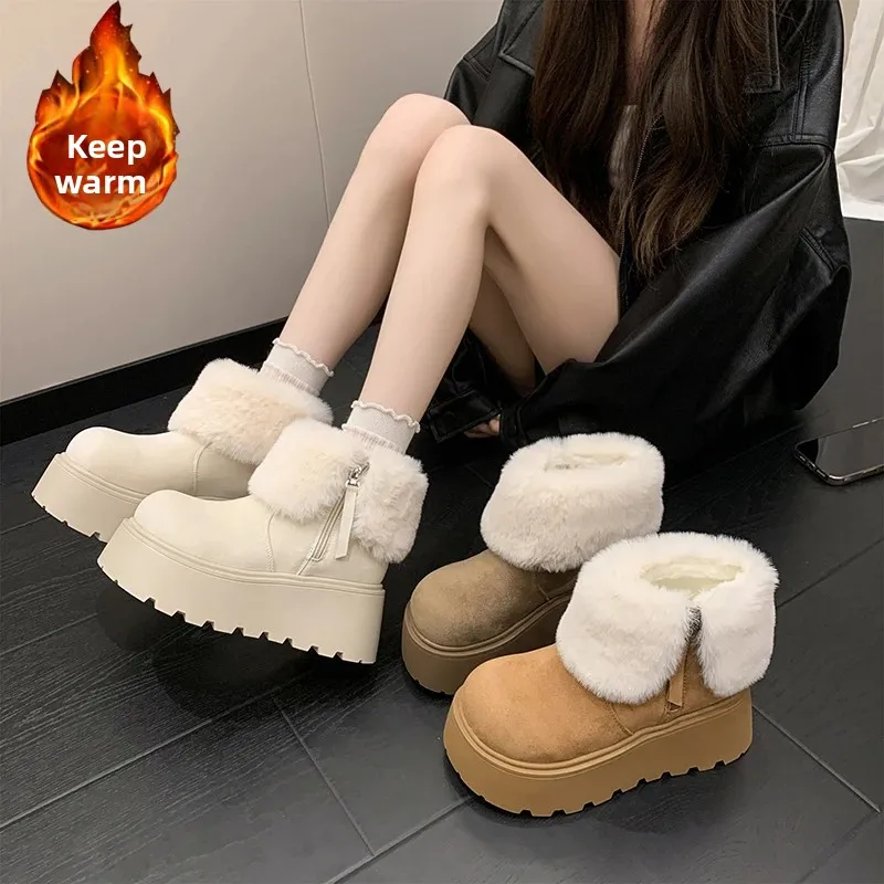 

Fashion Women Snow Boots Exquisite Plush Platform Boot Designer Ankle Boots for Woman Comfort Keep Warm Winter Shoes Botas Mujer