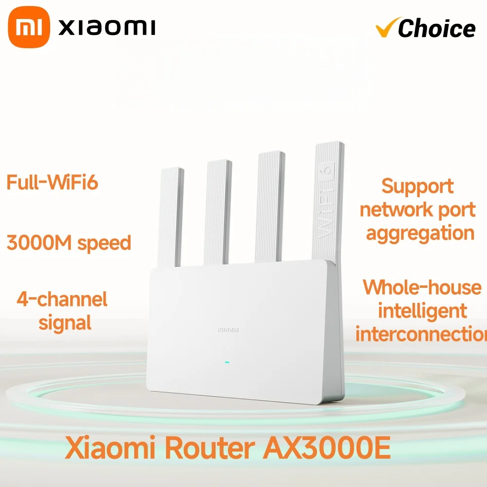 

Xiaomi AX3000E WiFi 6 Маршрутизатор 3000 Мбит/с Высокоскоростной 4 антенны с высоким коэффициентом усиления Порт Соглашение Покрытие всего дома Mi Home APP Compatibl