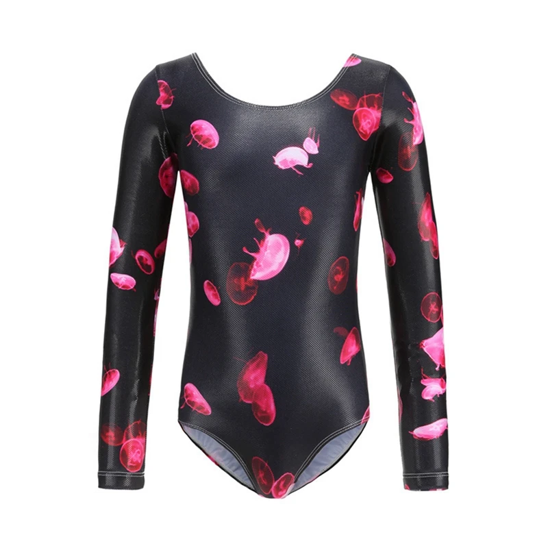 Kids Long-Sleeved Gymnastics Leotard Children Girls Ballet Body Suit Dance Stage Performance Clothes 3-14 Years