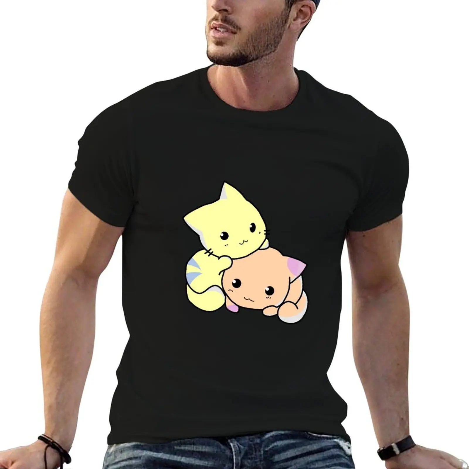 

Cute Anime Kittens T-Shirt t shirts for man graphic funny anime tshirt t shirt man casual T-shirt