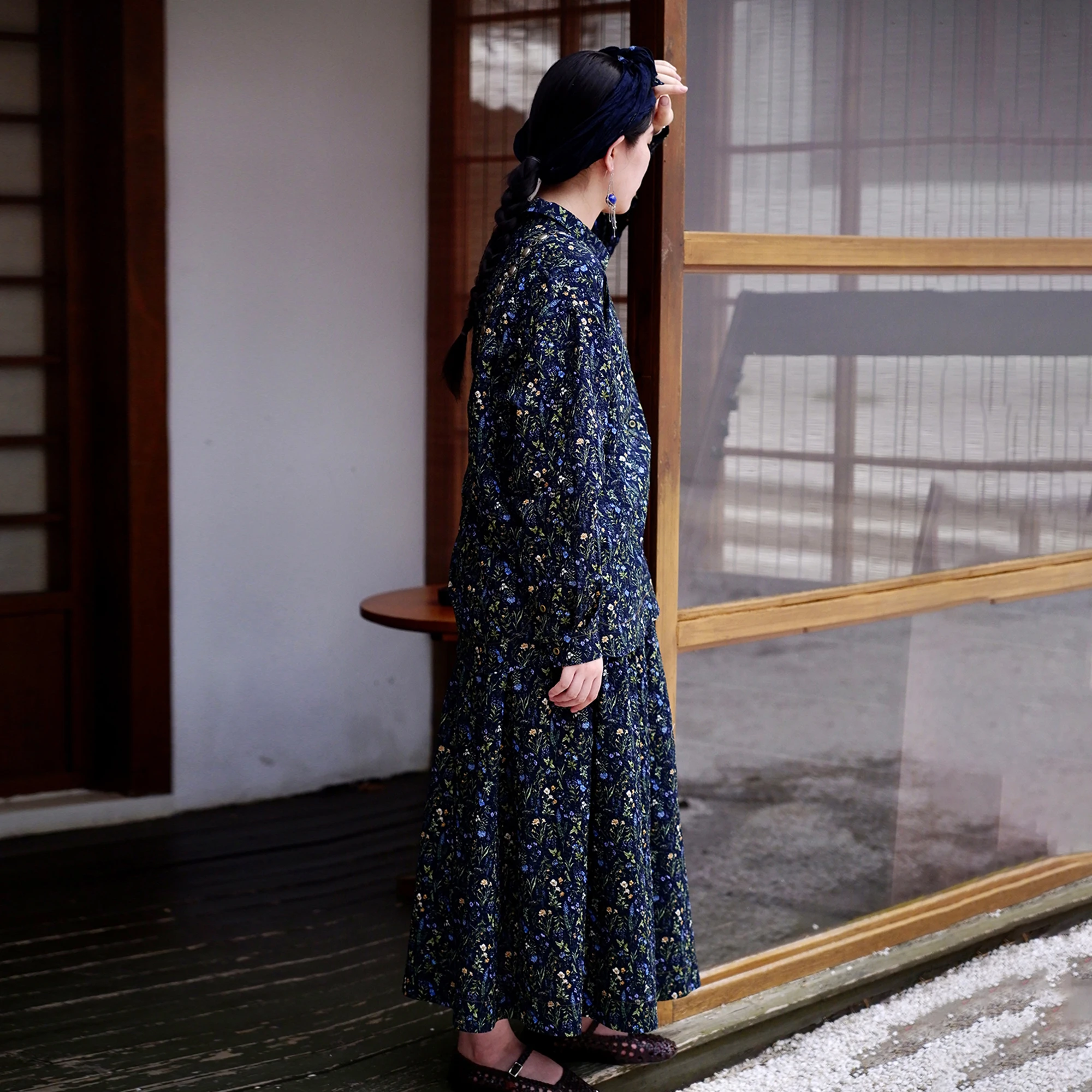 

Pure Cotton Floral Print f Skirt Traditional Countryside Sle Women's Midi Skirt Comfortable Breathable Casual A-Line Skirt