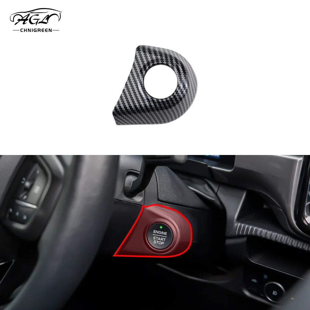 1pc ABS Carbon Fiber Color Red Engine Start Stop Button Frame Trim Cover for Ford Ranger Everest 2023