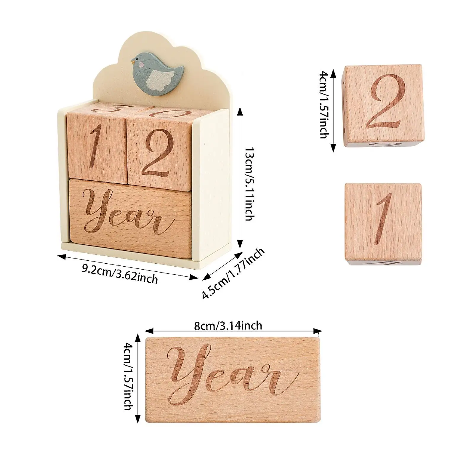 Wooden Baby Milestone Age Blocks Lightweight, for Baby Shower Practical, Include