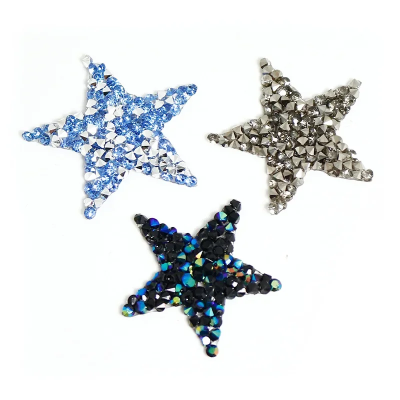 Mixed Size Star Rhinestone Iron Patches for Clothing Thermo Stickers on Clothes Fusible Patch Emblem Ironing Applications Craft