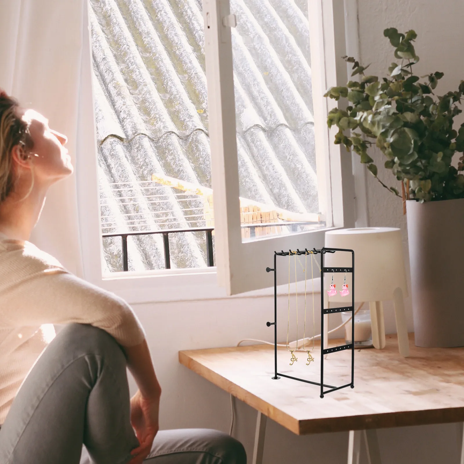 

Jewelry Display Organizer Iron Made Earring Holder Stand Flat Bottom Stable Support for Craft Displays Gift Idea Jewelry