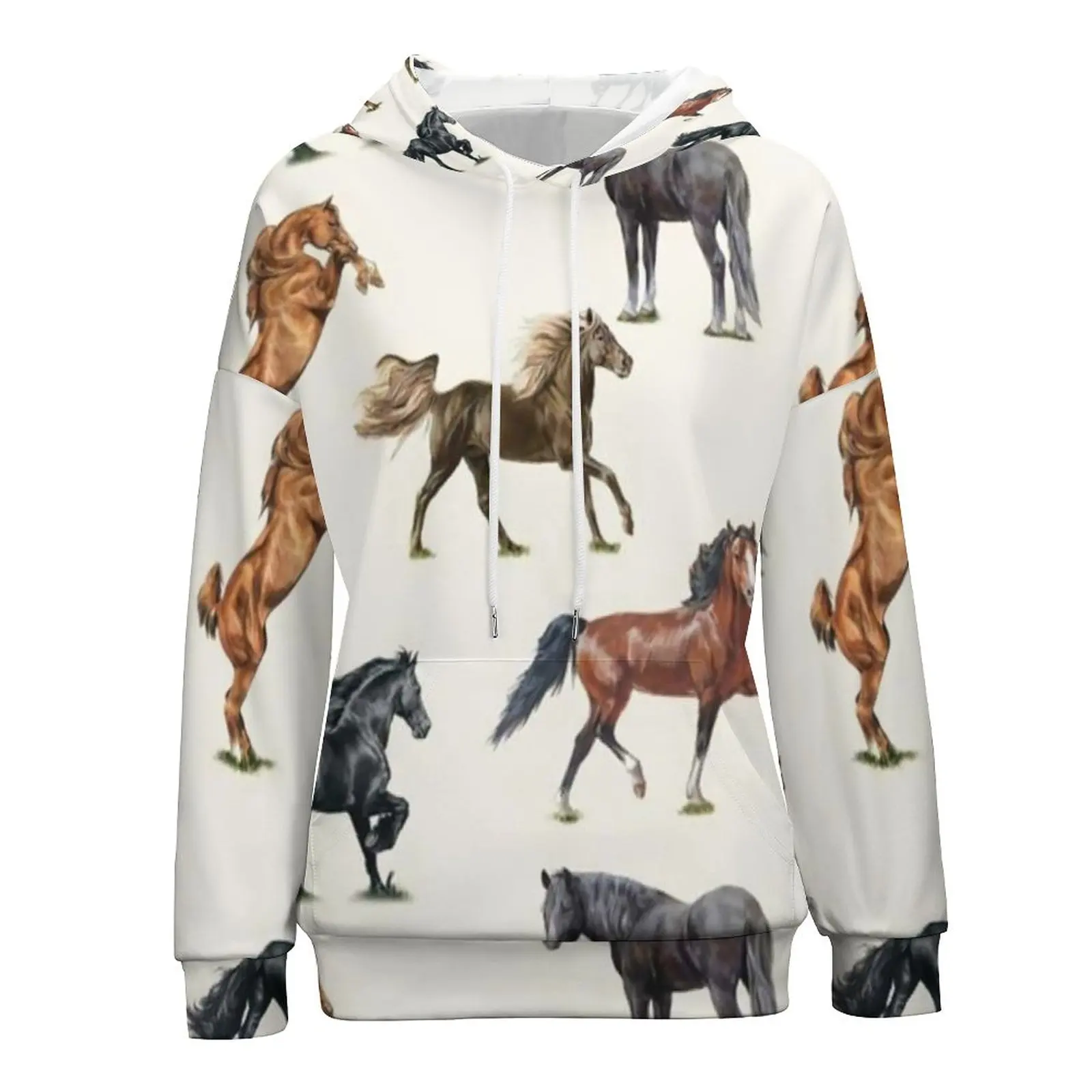 Horse Pack Hoodies Cool Horses Love Basic Oversized Hoodie Womens Long Sleeve Harajuku Sweatshirts Hot Winter Printed Clothing