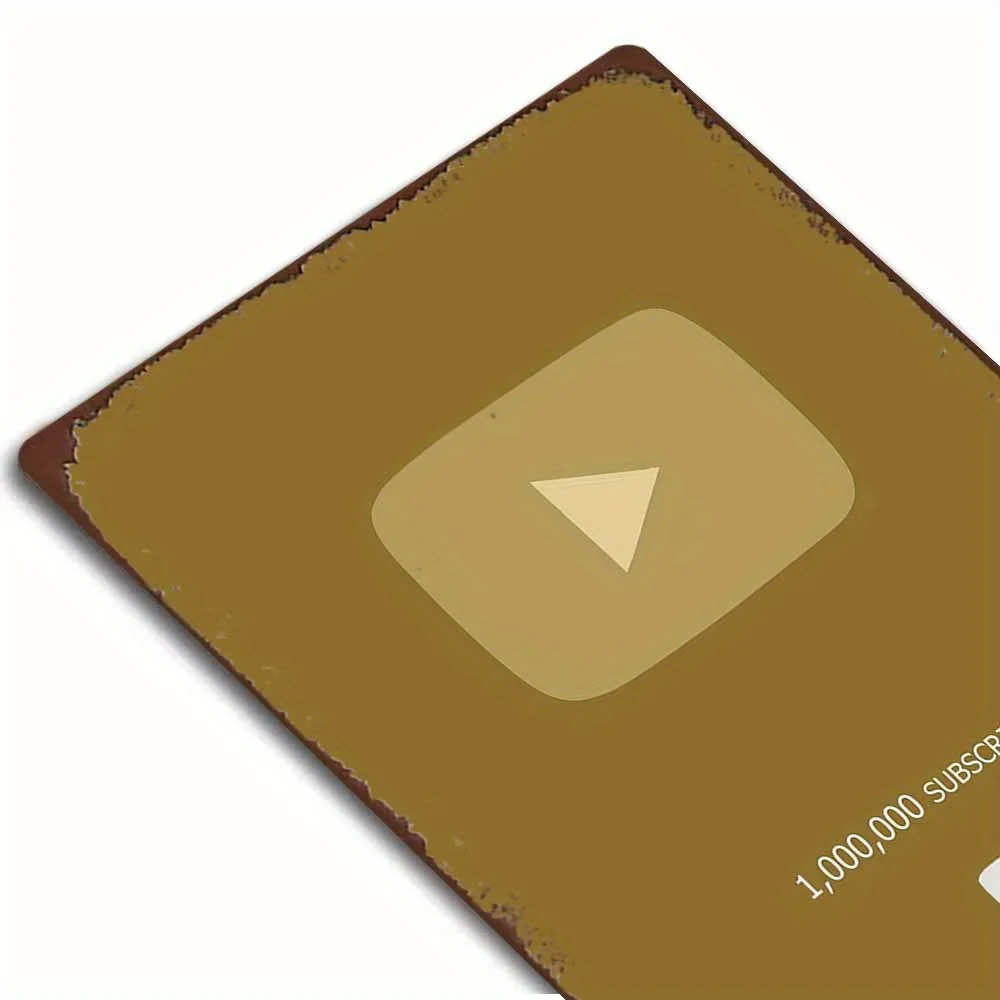 علامة معدنية ريترو 2D مسطحة يوتيوب مليون المشتركين لوحة القصدير جدار ديكور فني للمنزل مكتب مقهى في الهواء الطلق 12x8 بوصة #5