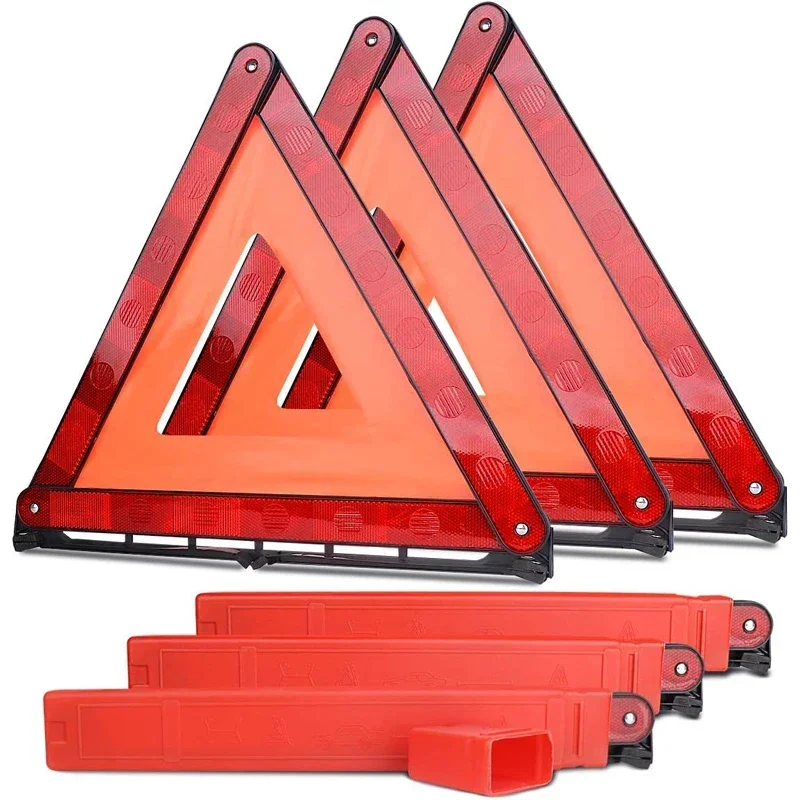 Foldable Car Emergency Breakdown Warning Triangle Red Reflective Road Safety Car Tripod Portable Roadside Stop Sign Reflector