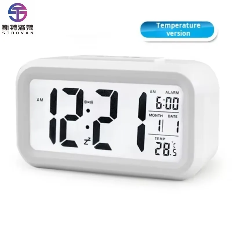 LED Digital Desktop Alarm Clock Backlight Multifunction Quartz Electronic Table Clock Featuring Modern Design Calendar Function