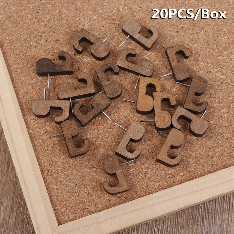 20 Pcs Wall Mount Wooden Push Pin Hooks Cork Board Decorative Thumb Tacks For Bulletin Board Or Wall Storage Hanger