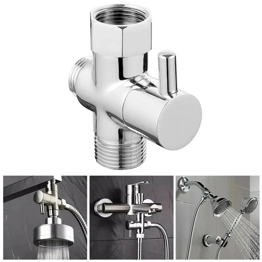 3-Way G1/2 Shower Diverter, Shower Head Diverter Valve, Universal Shower System Replacement, Handheld Showerhead Diverter Valve