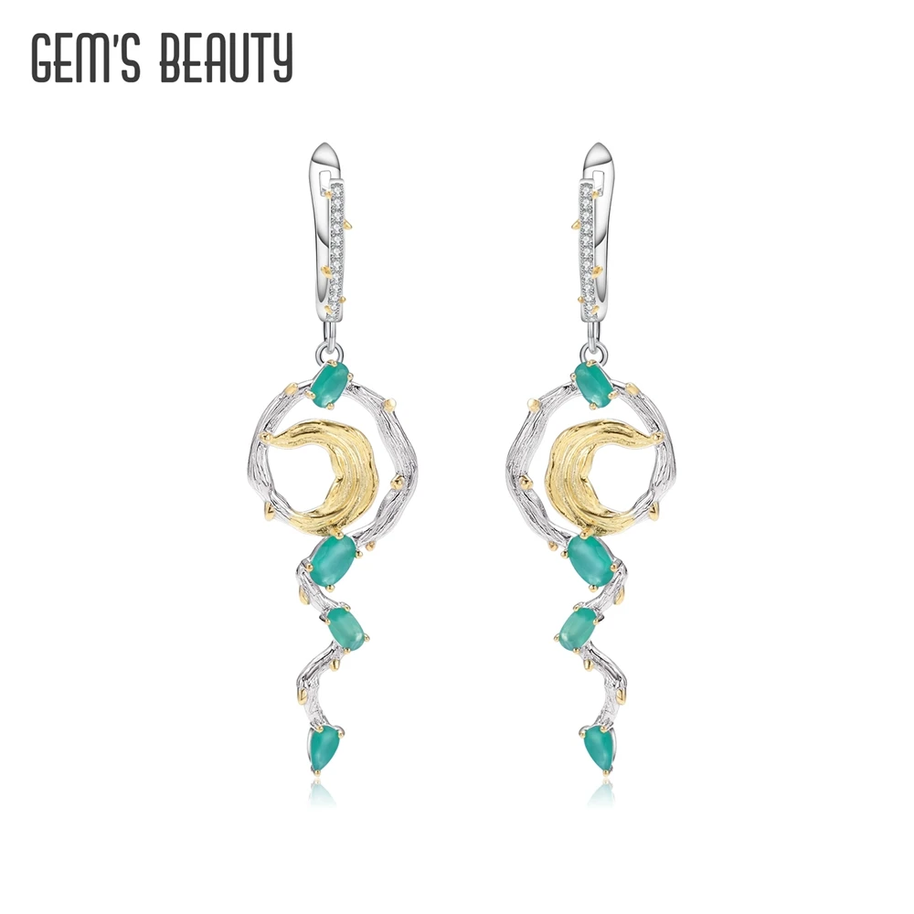 GEM'S BEAUTY Vine Natural Style Design Earrings For Women 925 Sterling Silver Creative Drop Earrings Handmade Fine Jewelry