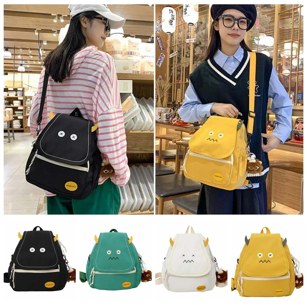 

Laptop Bag Cartoon Devil Backpack Lightweight Nylon Bag Storage Korean Girls Backpack with Pendant Devil Shaped