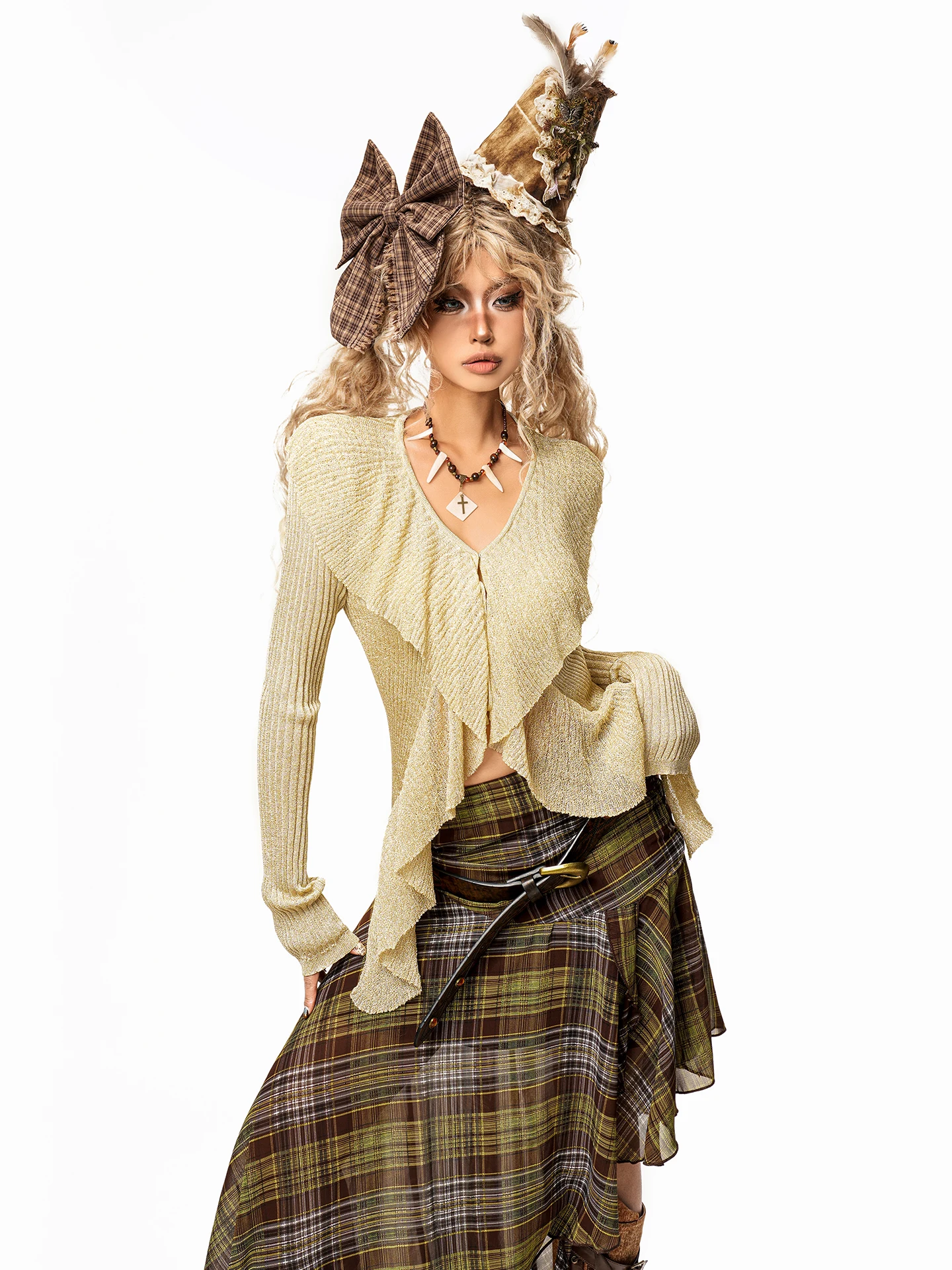 

ink Women's V-ne Knitwear Loose Feel Bow Belt Base irt Lazy Sle Top Loose Fit Medium Softn Long Sve ort Le...