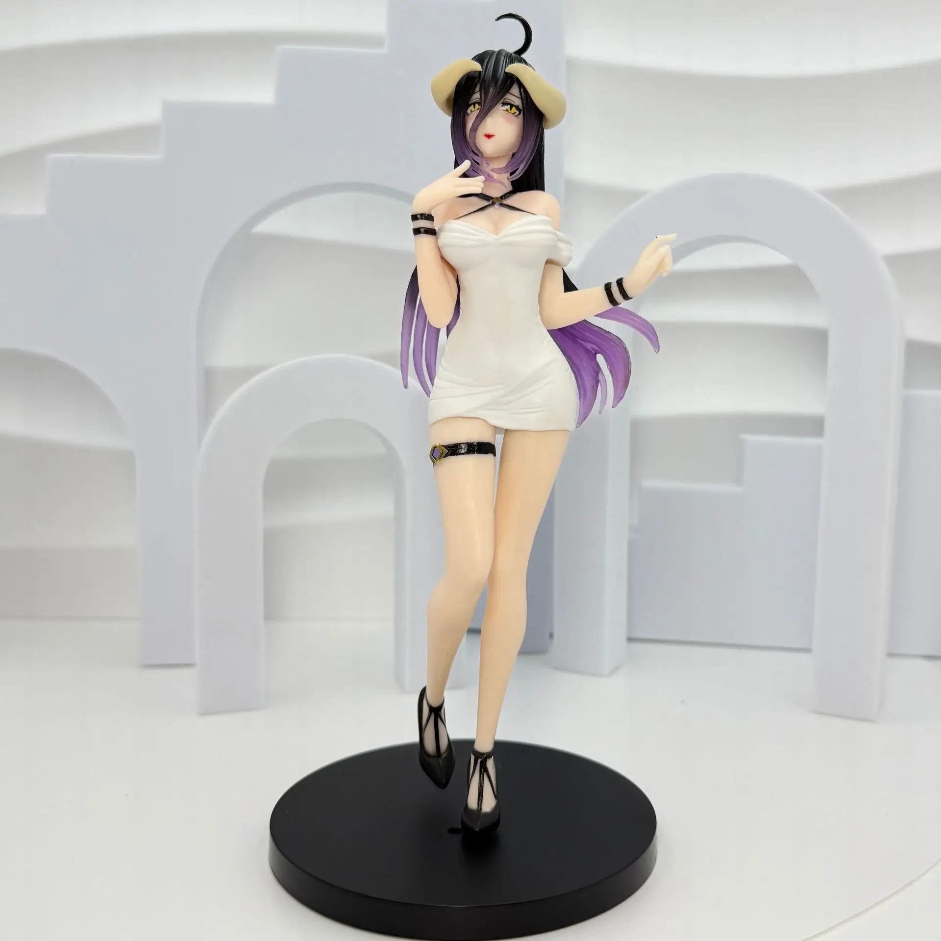 

22.5cm Albedo Miniskirt Figure GK Second Creation Pvc Model Anime Overlord Peripherals Sexy Girl Albedo Standing Posture Toys