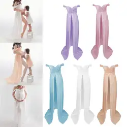 ALTEROff-Robe en Dentelle Transparente à Manches Courtes pour Femme, Vêtement Fendu en Maille pour Photo