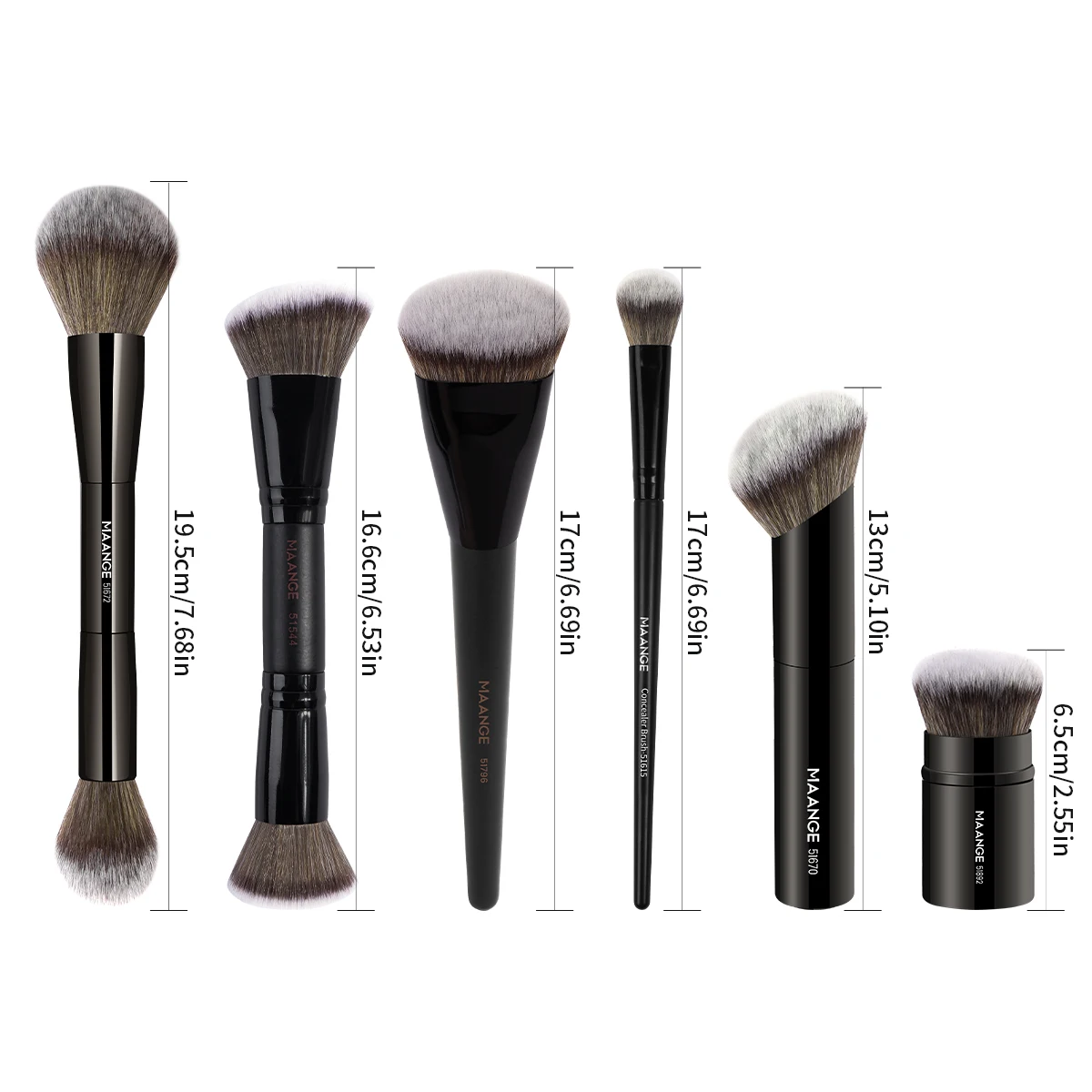 MAANGE 6PCS Professional Makeup Brush Set Foundation Contour Powder Blush Blending Brush Soft Fluffy Hair Beauty Tools Travel