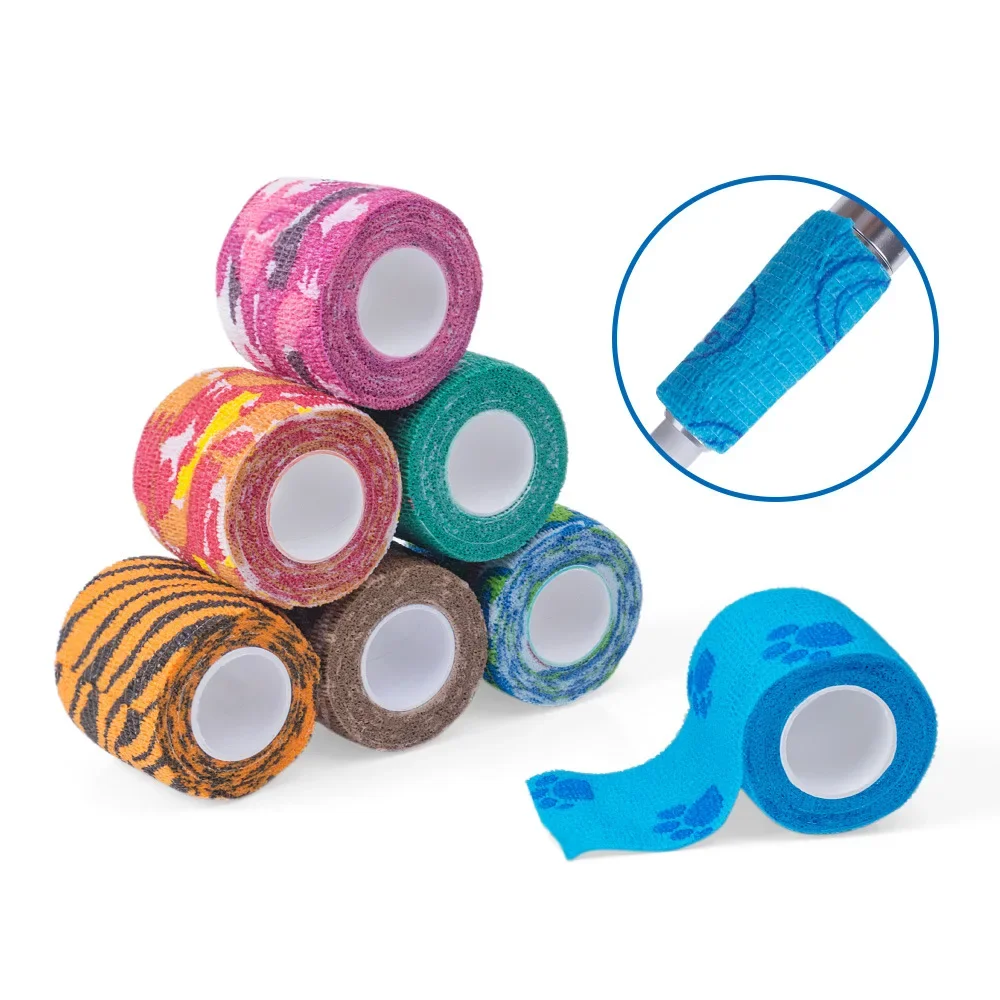 

4Pcs Tape Tattoo Handle Bandage Anti-slip Athletic Nonwoven Waterproof Disposable Self-adhesive Elastic Bandage Grip Cover Wrap