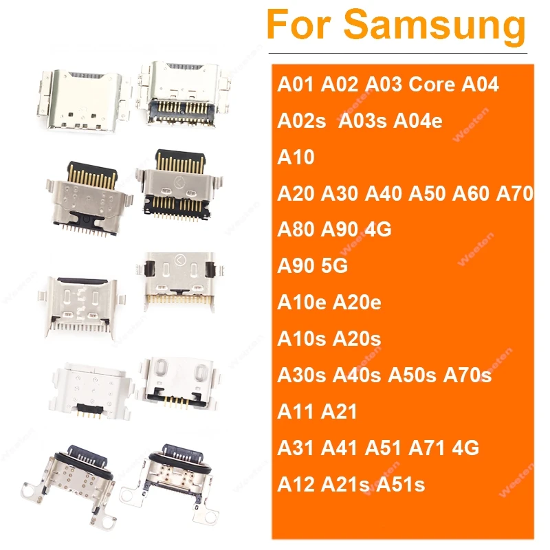 10pcs/Lot USB Charger Dock For Samsung A10 A20 A30 A40 A50 A60 A70 A80 A90 A01 A02 A03 Core A04e A11 A31 A41 A71 A21s A51s A10e