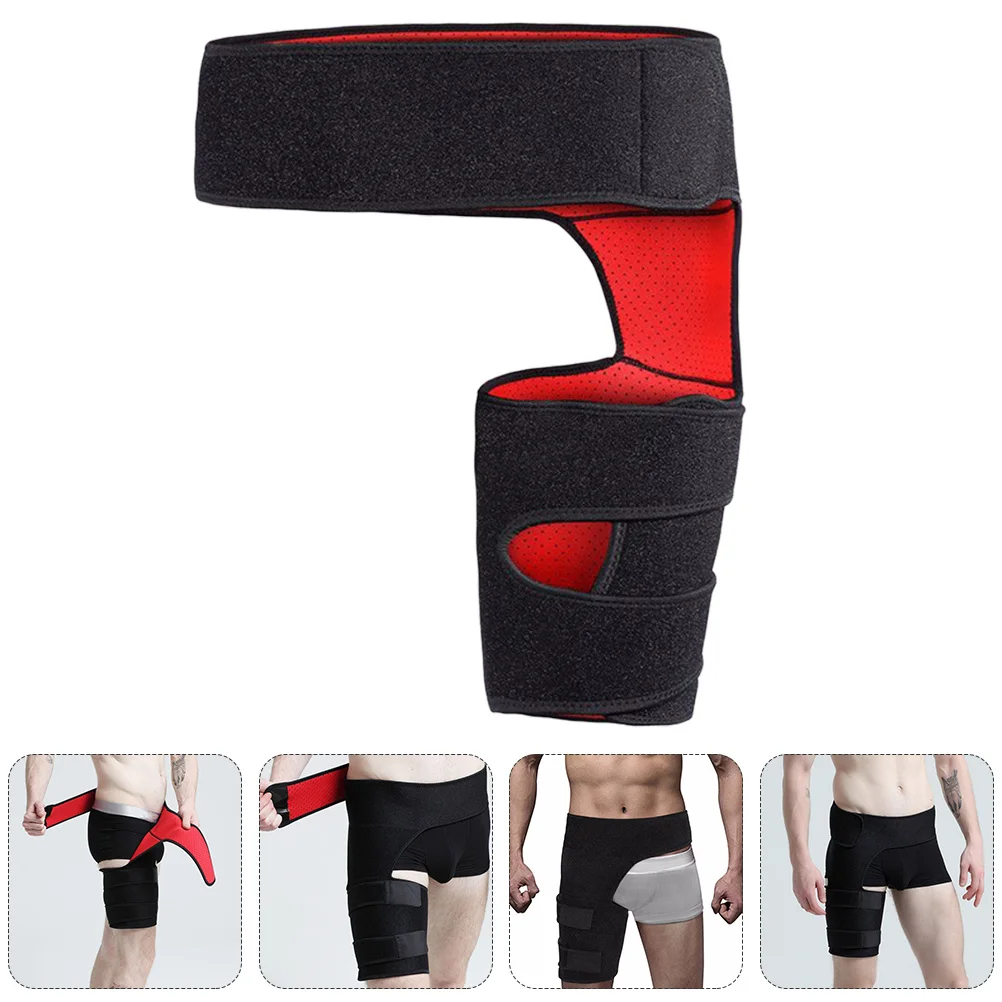 

1pc Breathable Fitness Thigh Support Belt Waist Lumbar Brace Black Red Portable Lightweight Design For Exercise Fatigue Relief
