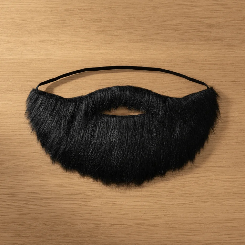 Simulated Halloween Artificial Semicircular Beard with Elastic Strap Brown/Black Role-Playing Full Beard Casual Fake Facial Hair