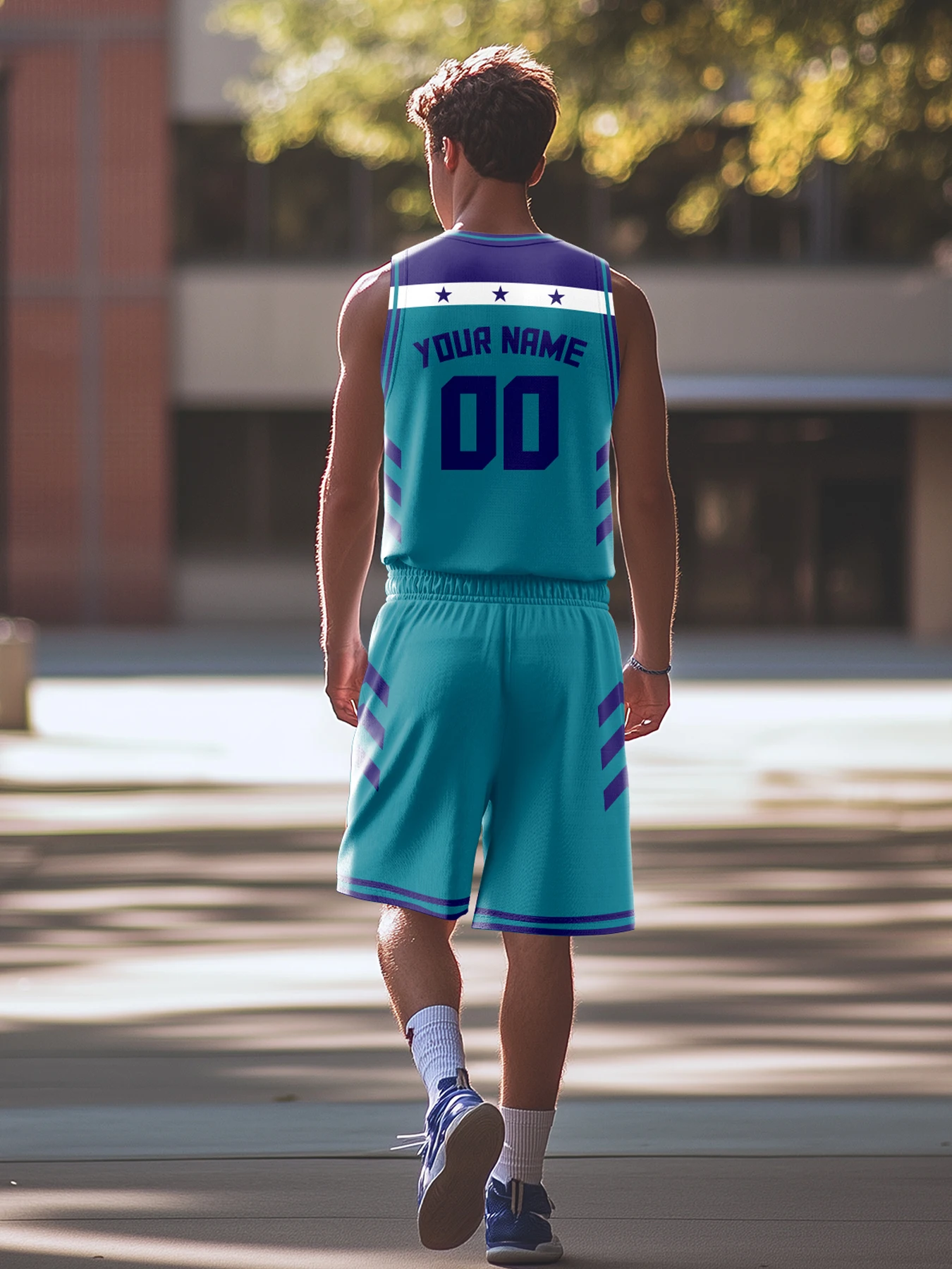 Custom Basketball Jersey Shorts Set Kids Teal Basketball Uniform Personalized Name Number Team Outfit for Boys Girls 3-14Y