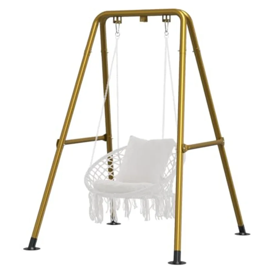 

Heavy-Duty Steel Hammock Stand for Outdoor Indoor 300LBS Multi-Use Swing Stand Gold Color Hammock Chair Not Included