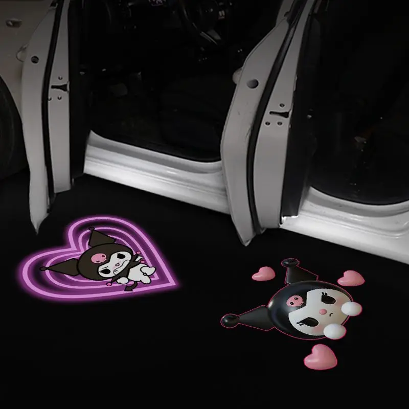 Sanrio Car Projector Light Welcome Light Ambient Light Sensor Door Light Hd Cartoon Hello Kitty Car Decorative Accessories