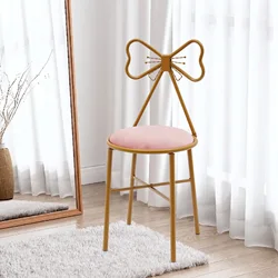 Butterfly Bow Tie Vanity Chair Modern Vanity Stool Velvet Cushion Makeup Chair Metal Frame Butterfly Backrest Chair Dining Chair