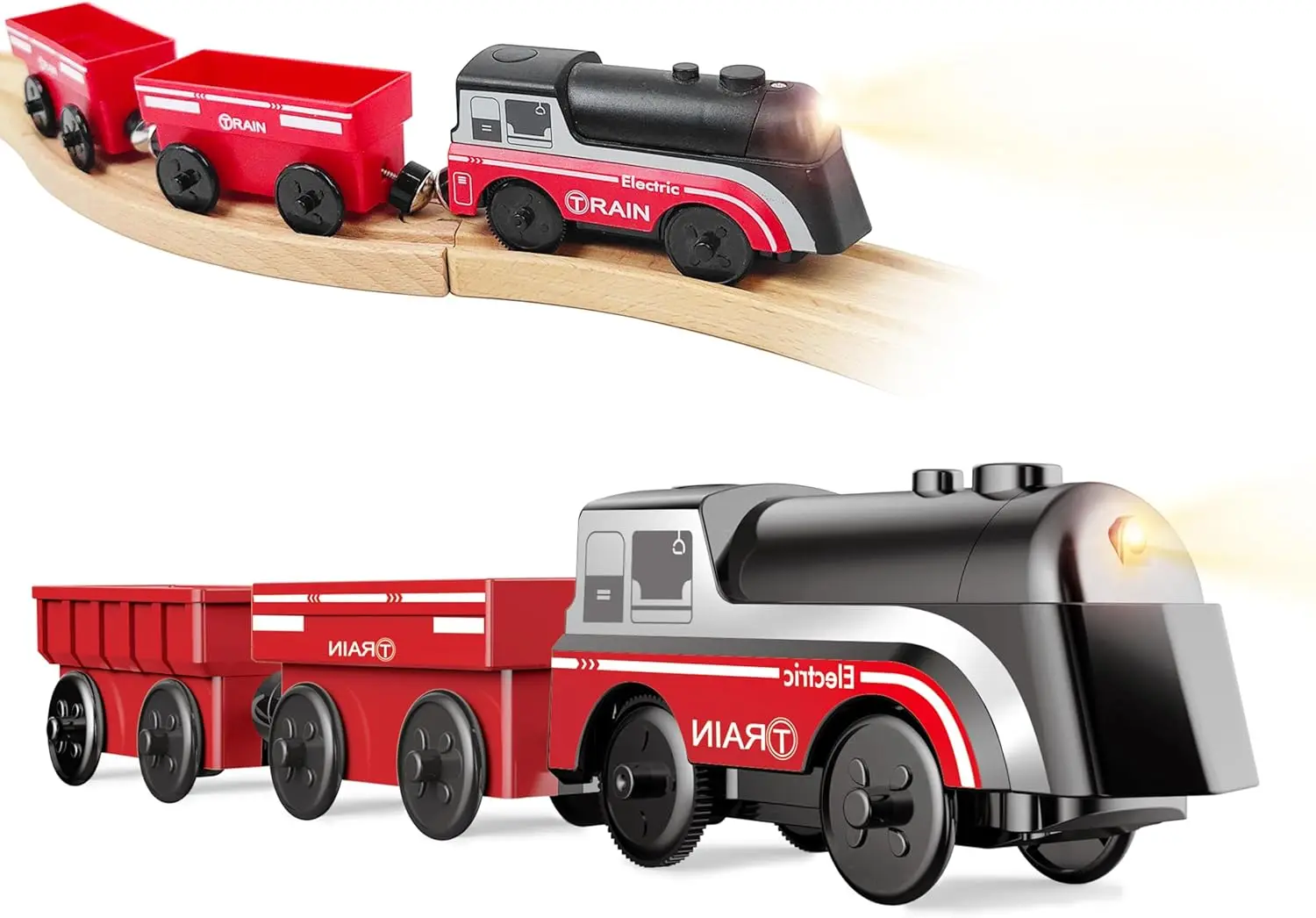 

Battery Operated Train for Wooden Track, Motorized Train for Toddlers 3+ Years Old, 3Pcs Train Toy Set Electric Train Compatible