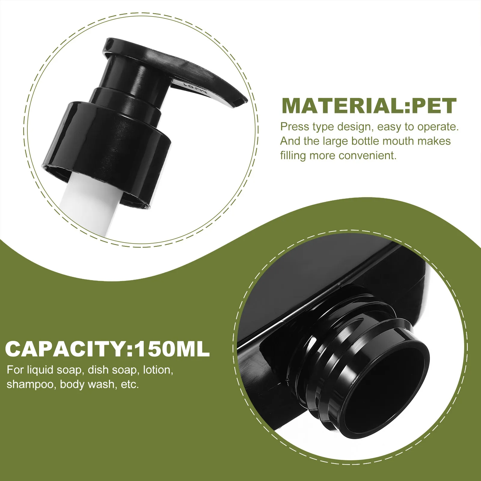 

Набор из 4 флаконов-дозаторов с помпой, 150 мл, пустые, многоразовые, для лосьона, шампуня, средства для умывания