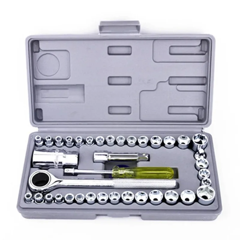 

40Pcs of Combination Tools for Automobiles Motorcycles Ratchet Wrenches Bread Multifunctional Maintenance Tools Socket Wrenches
