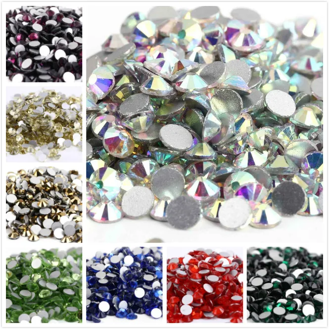 SS3~SS30 AAAAA Top Quality Crystal Non Hotfix Nail art Rhinestone Super Bright Glass Strass 3D Nail Art Decoration