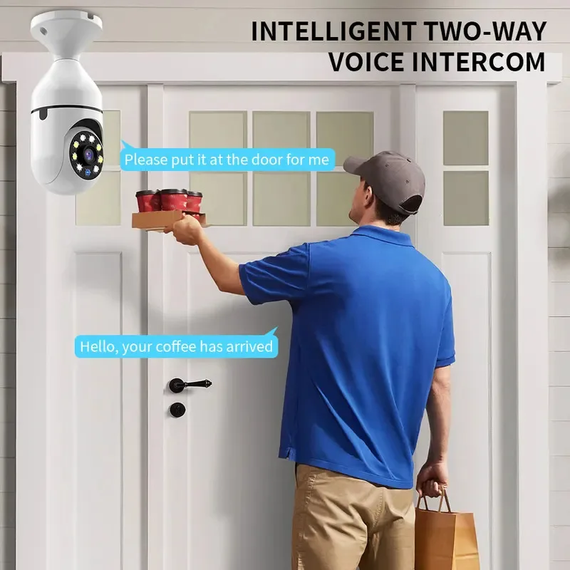 Bulb E27 Surveillance Camera Full Color Night Vision Automatic Human Tracking Zoom Indoor Security Monitor Wifi Miini IP Camera
