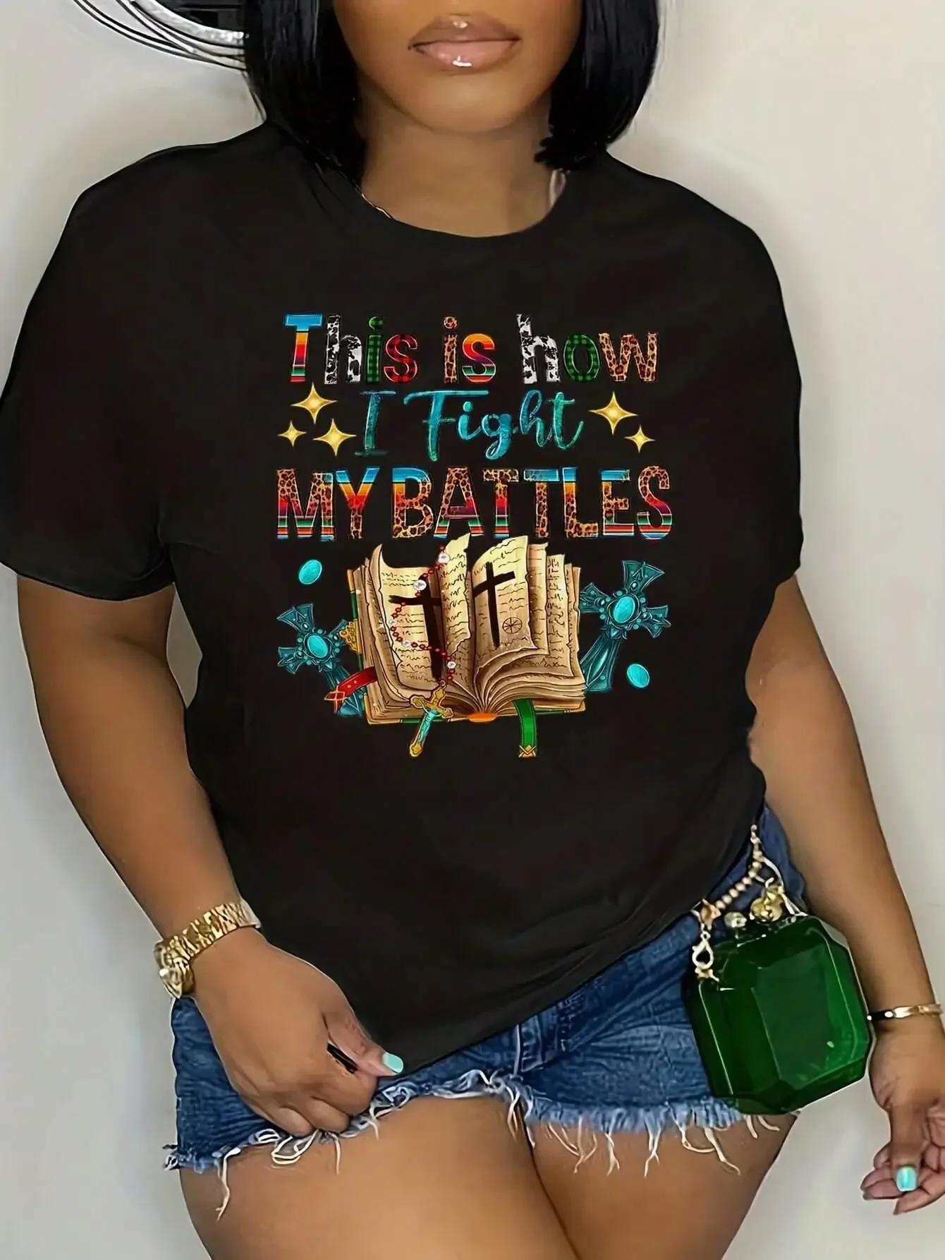 Cotton Wowen T Shirt This Is How I Fight My Battles Letter Print Tops Summer Casual Street Hip Hop Tees Clothing Fashion Tee