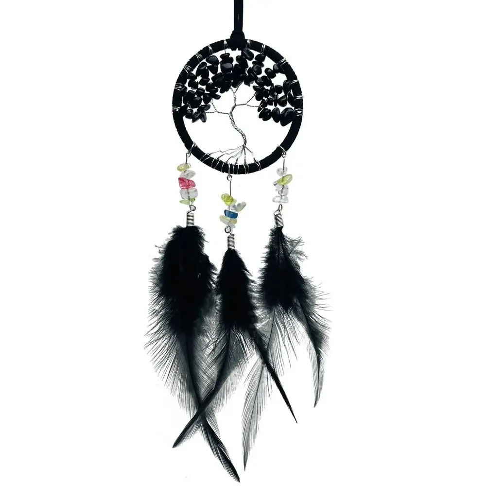 Handmade Knitting Feather Car Pendant Windbell Adornment Dream Catcher Hanging Ornament Crafts Funny Crystal Wind Chime Gifts