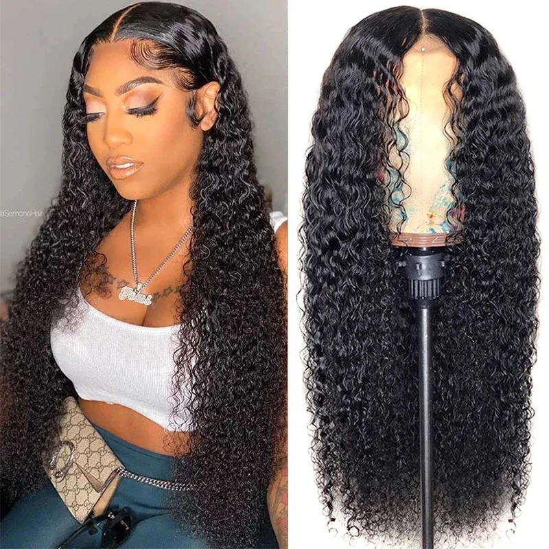 

24inch Afro Kinky Curly Synthetic Wig Matte Heat Resistant Fiber Middle Part Long Curly Hair